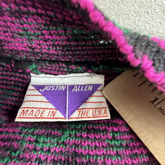 Vintage Justin Allen Sweater Womens Large Black Floral Knit Mock Neck Made USA - Picture 3 of 12